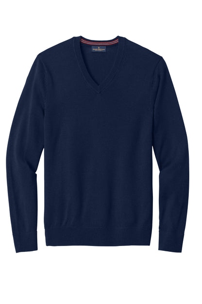 Front View of NavyBlazer Brooks Brothers Washable Merino V-Neck Sweater BB18410