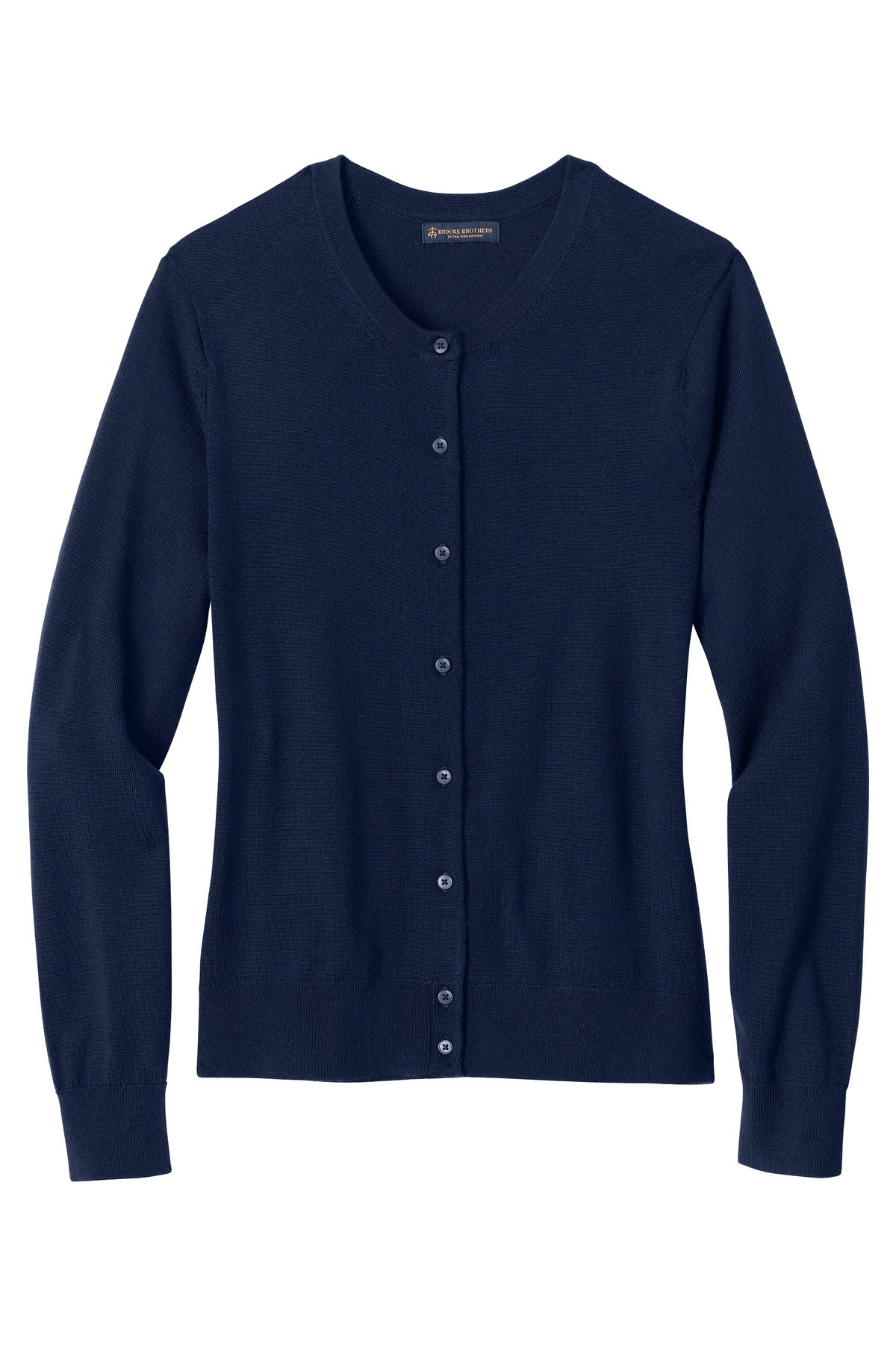 Front View of NavyBlazer Brooks Brothers Women's Washable Merino Cardigan Sweater BB18413