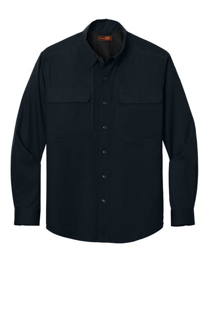 Front View of NavyBlue CornerStone Long Sleeve Select Tactical Shirt CSW176