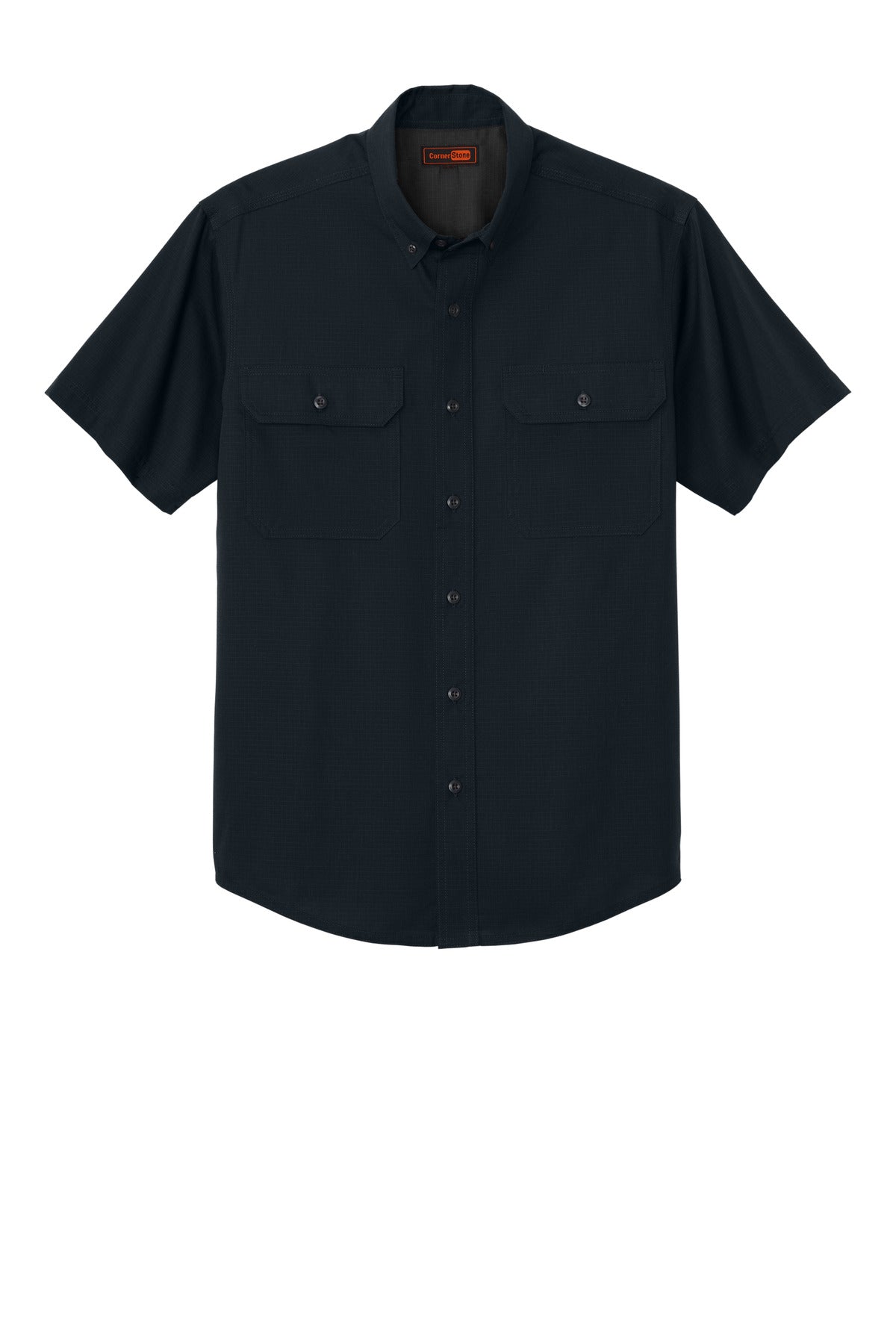 Front View of NavyBlue CornerStone Short Sleeve Select Ripstop Shirt CSW175