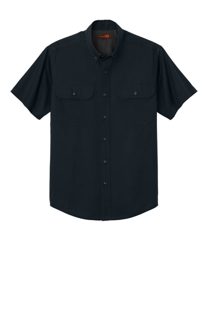 Front View of NavyBlue CornerStone Short Sleeve Select Ripstop Shirt CSW175