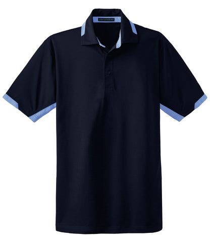 Front View of Navy/Blue Lake Port Authority Dry Zone Colorblock Ottoman Polo. K524