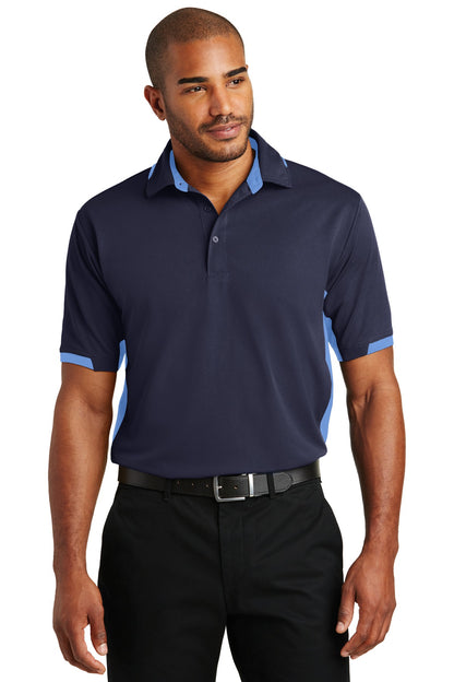 Front View of Navy/Blue Lake Port Authority Dry Zone Colorblock Ottoman Polo. K524