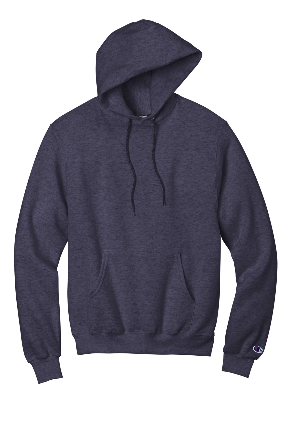 Front View of NavyHthr Champion Powerblend Pullover Hoodie. S700