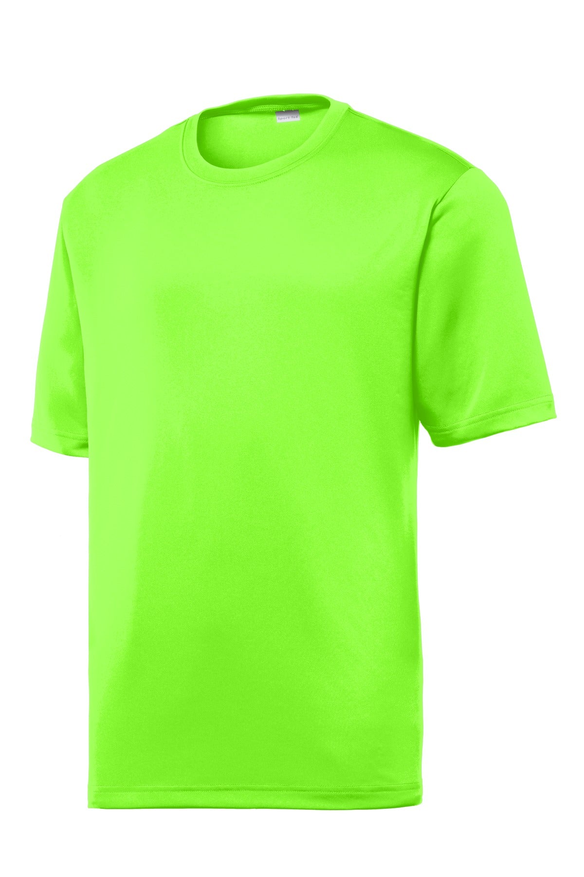 Front View of Neon Green Sport-Tek PosiCharge Tough Tee . ST320