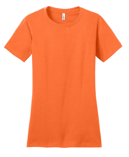 Front View of Neon Orange District Women's Fitted The Concert Tee DT5001