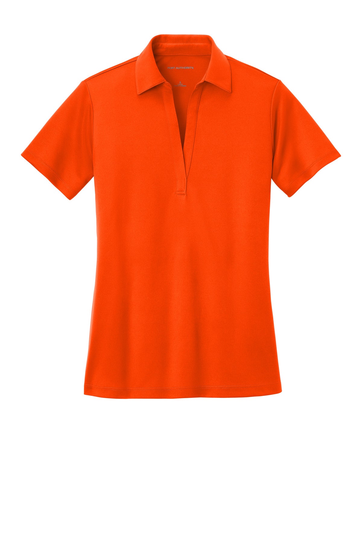 Front View of Neon Orange Port Authority Women's Silk Touch Performance Polo. L540