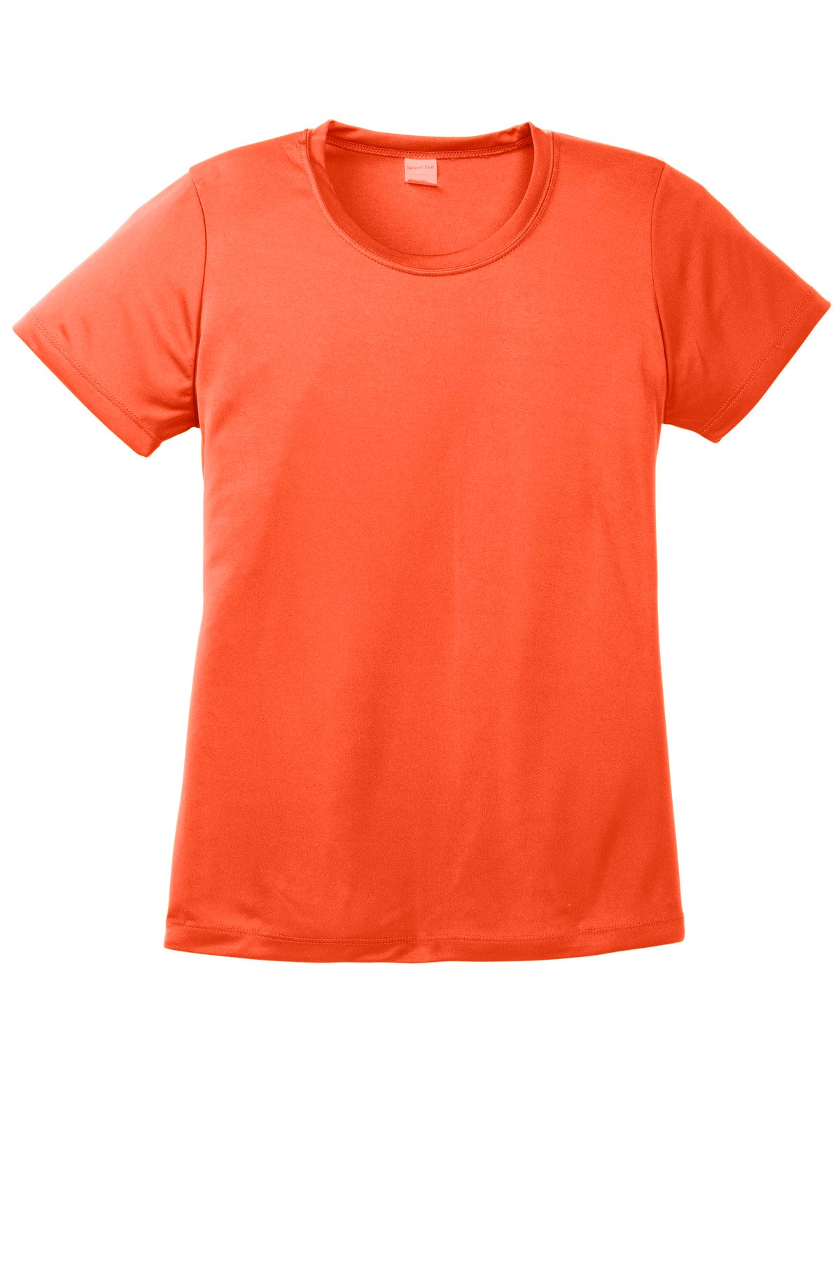 Front View of Neon Orange Sport-Tek Women's PosiCharge Competitor Tee. LST350