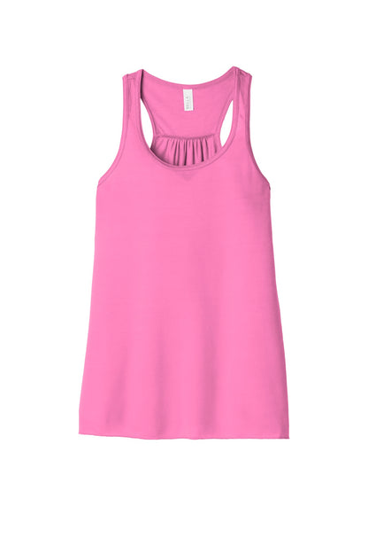 Front View of Neon Pink BELLA+CANVAS Women's Flowy Racerback Tank. BC8800