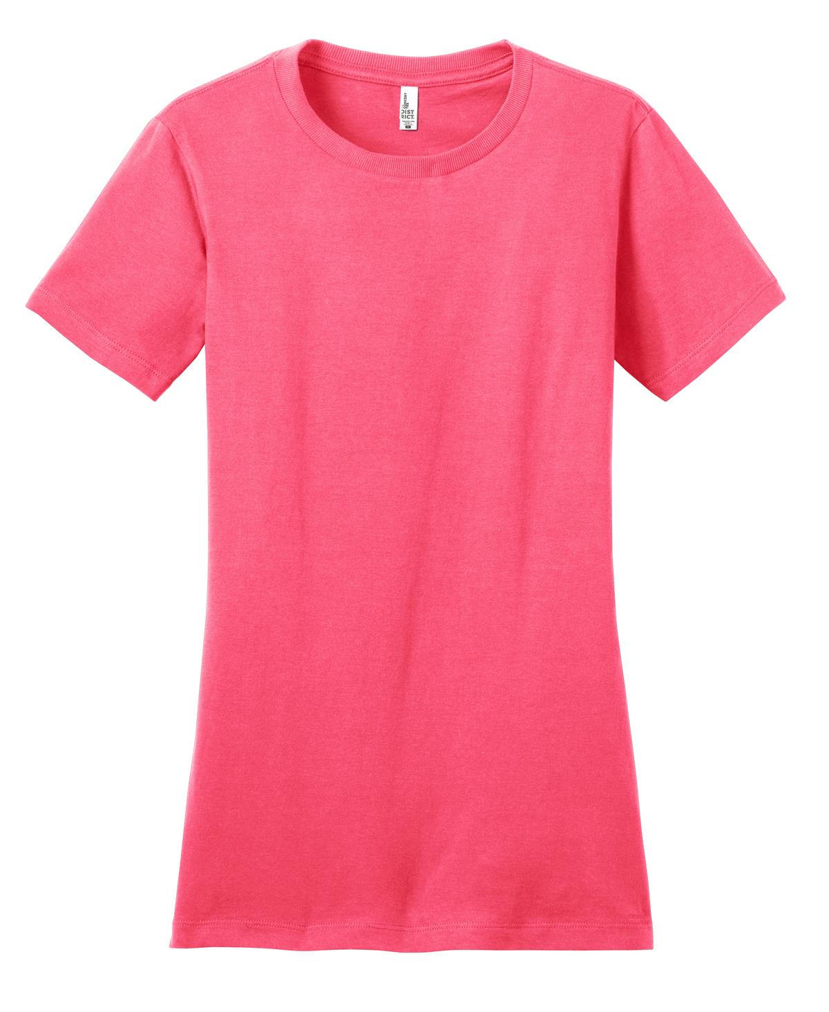 Front View of Neon Pink District Women's Fitted The Concert Tee DT5001