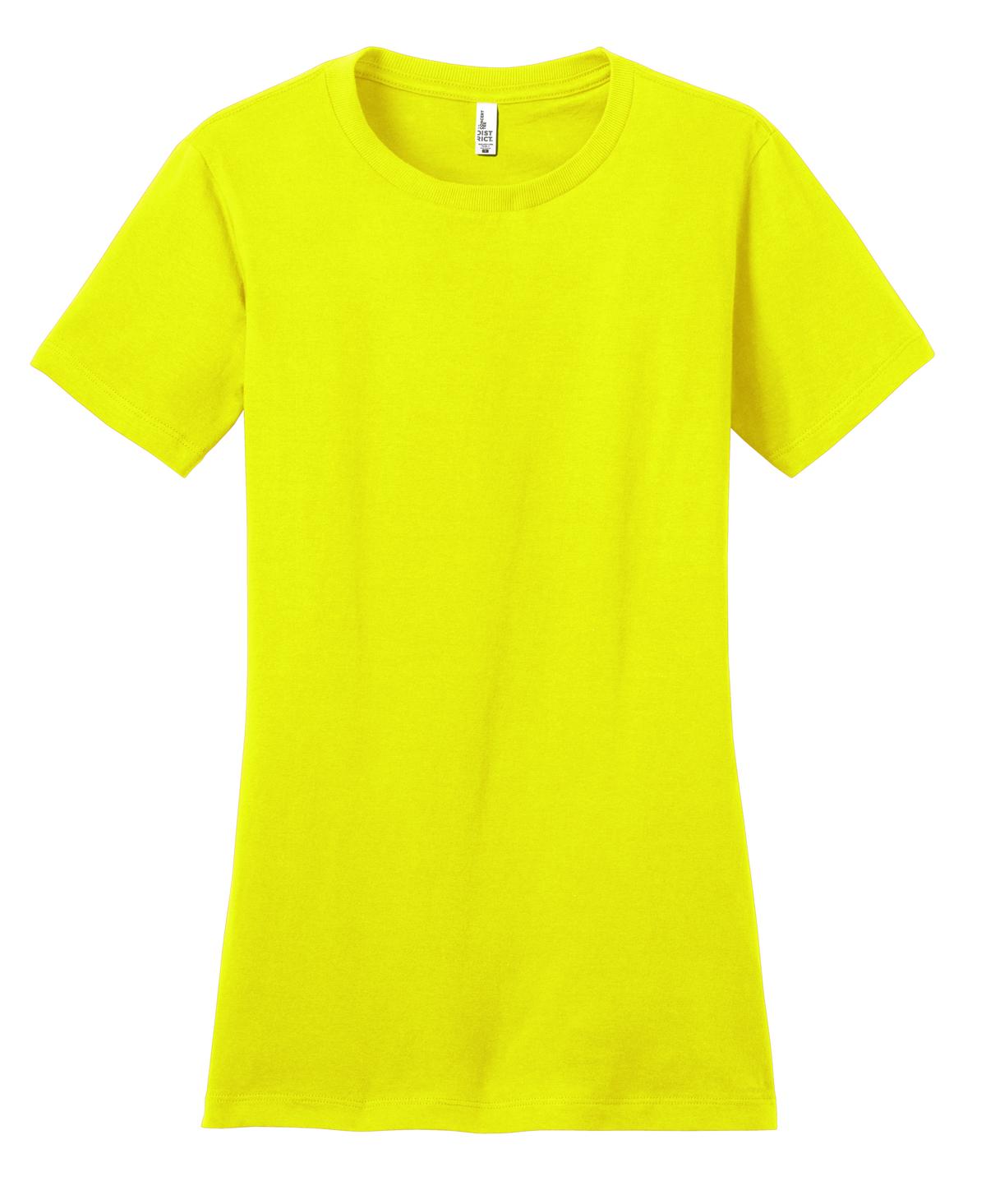 Front View of Neon Yellow District Women's Fitted The Concert Tee DT5001