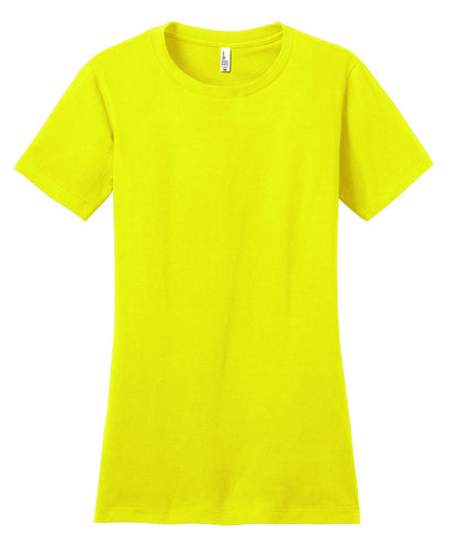 Front View of Neon Yellow District Women's Fitted The Concert Tee DT5001