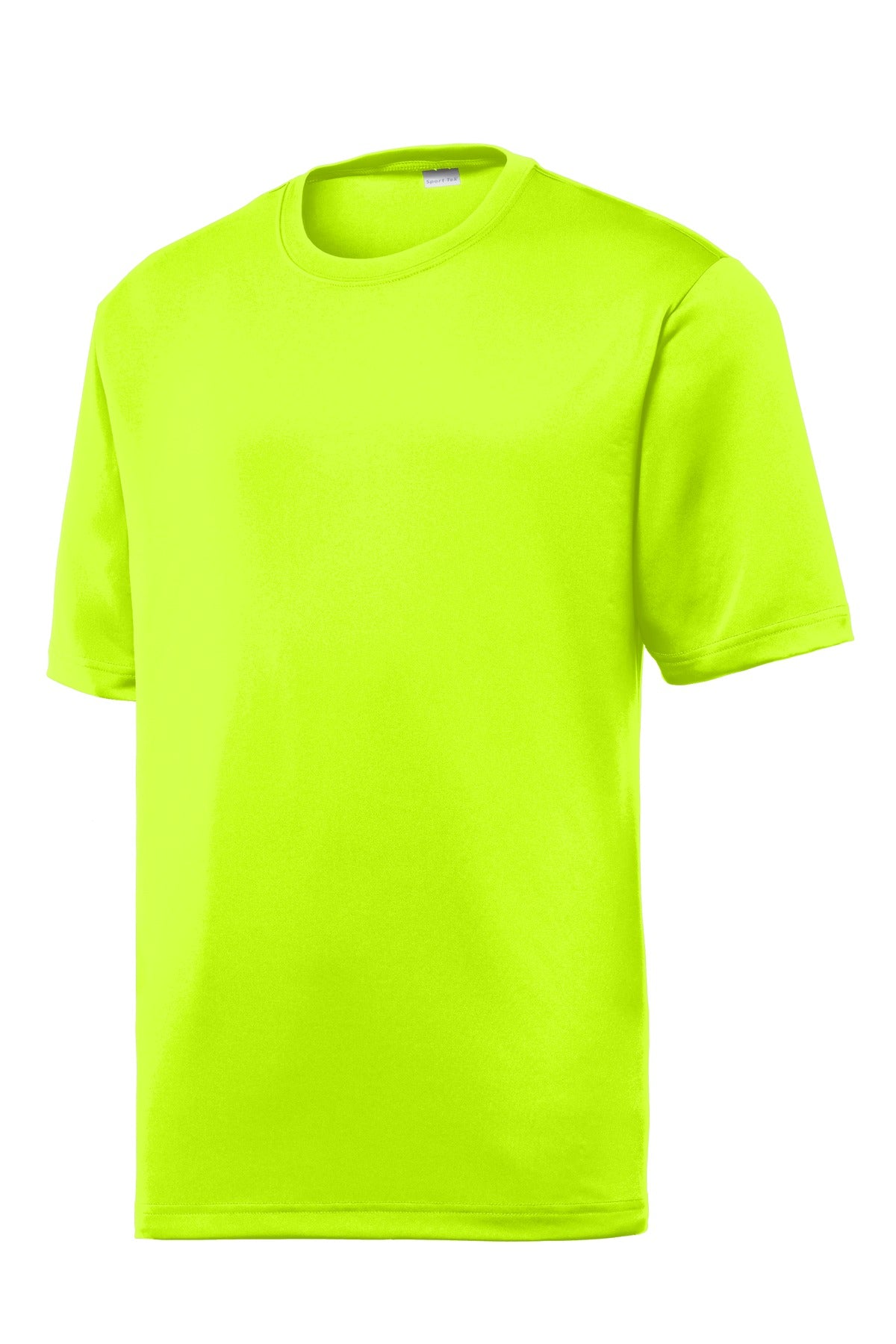 Front View of Neon Yellow Sport-Tek PosiCharge Tough Tee . ST320
