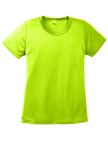 Front View of Neon Yellow Sport-Tek Women's PosiCharge Competitor Tee. LST350