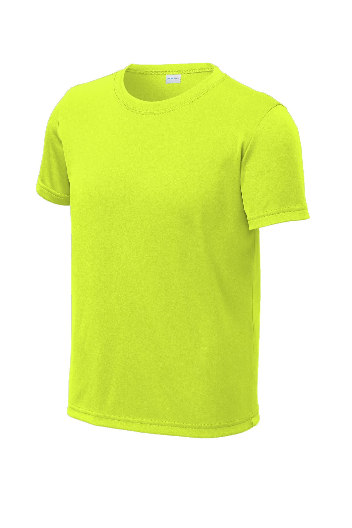Front View of NeonYellow Sport-Tek Youth PosiCharge Re-Compete Tee YST720