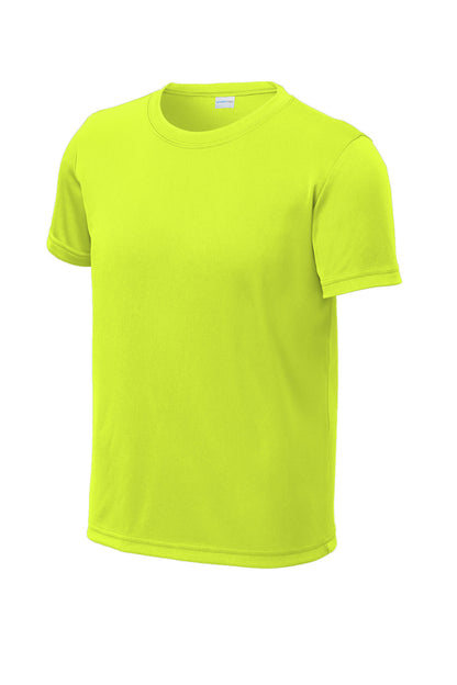 Front View of NeonYellow Sport-Tek Youth PosiCharge Re-Compete Tee YST720
