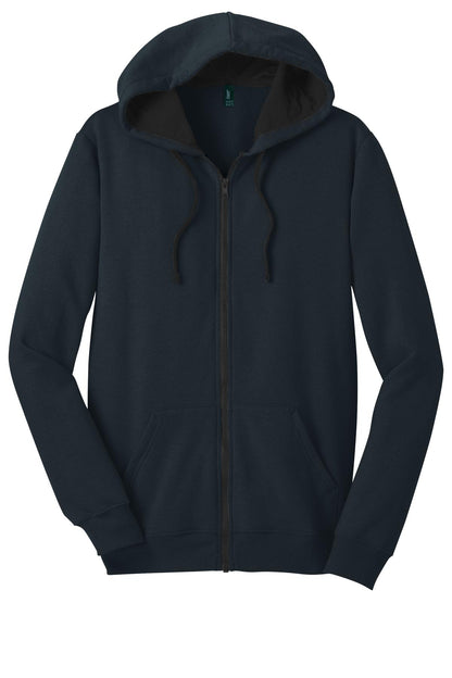 Front View of New Navy District The Concert Fleece Full-Zip Hoodie. DT800