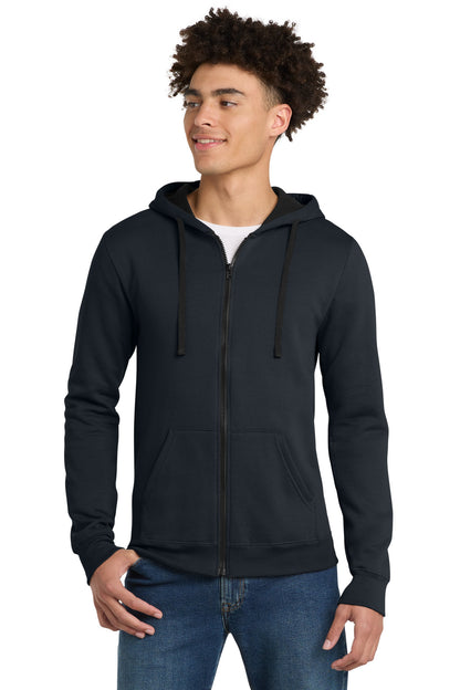 Front View of New Navy District The Concert Fleece Full-Zip Hoodie. DT800