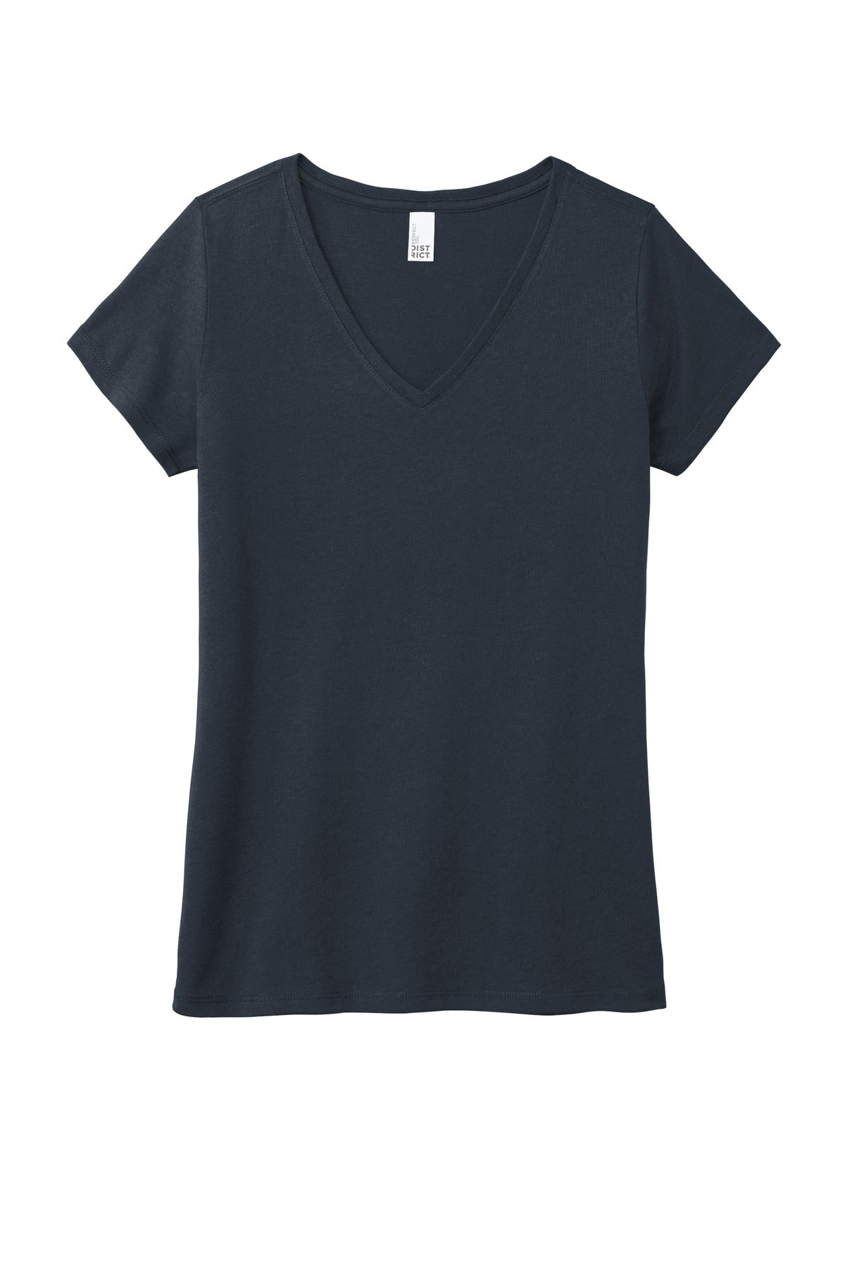 Front View of New Navy District Women's Perfect Tri V-Neck Tee. DM1350L