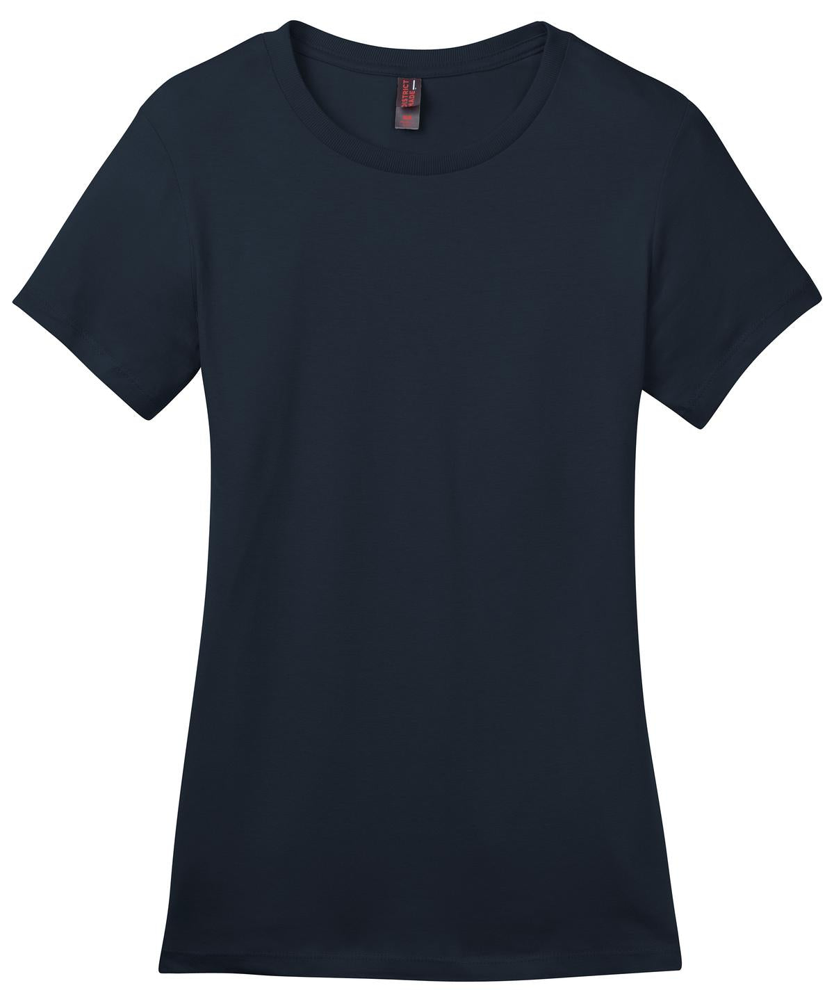 Front View of New Navy District Women's Perfect Weight Tee. DM104L
