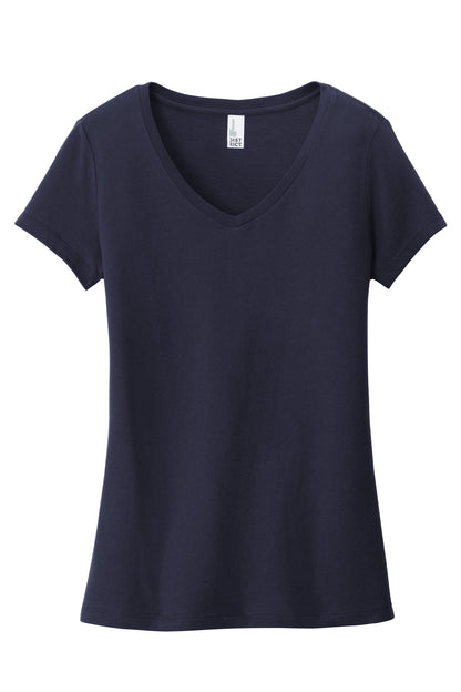 Front View of New Navy District Women's Very Important Tee V-Neck. DT6503