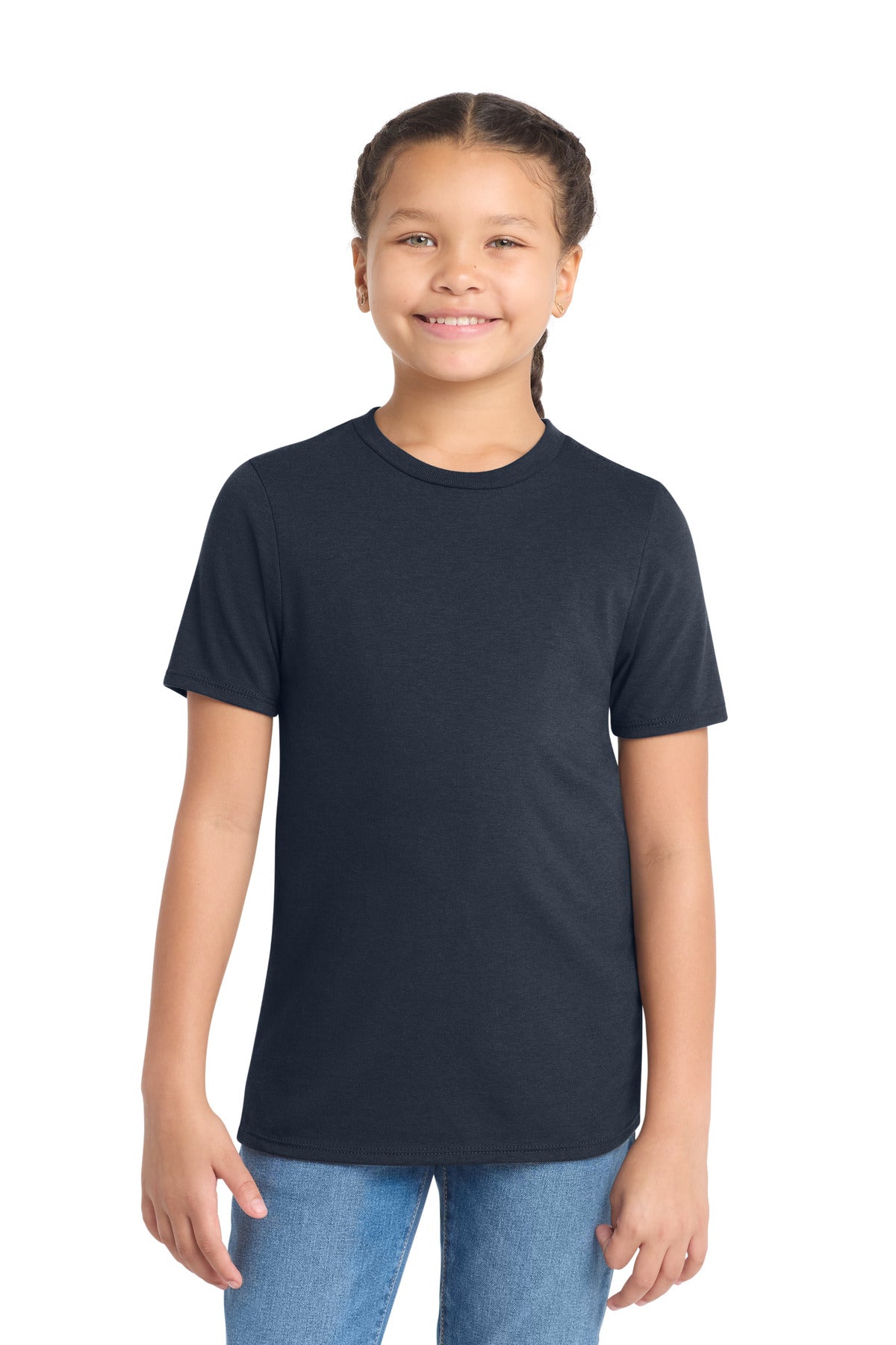 Front View of New Navy District Youth Perfect Tri Tee. DT130Y