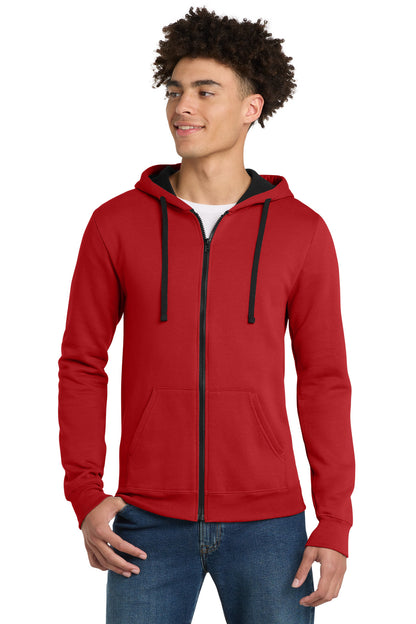 Front View of New Red District The Concert Fleece Full-Zip Hoodie. DT800