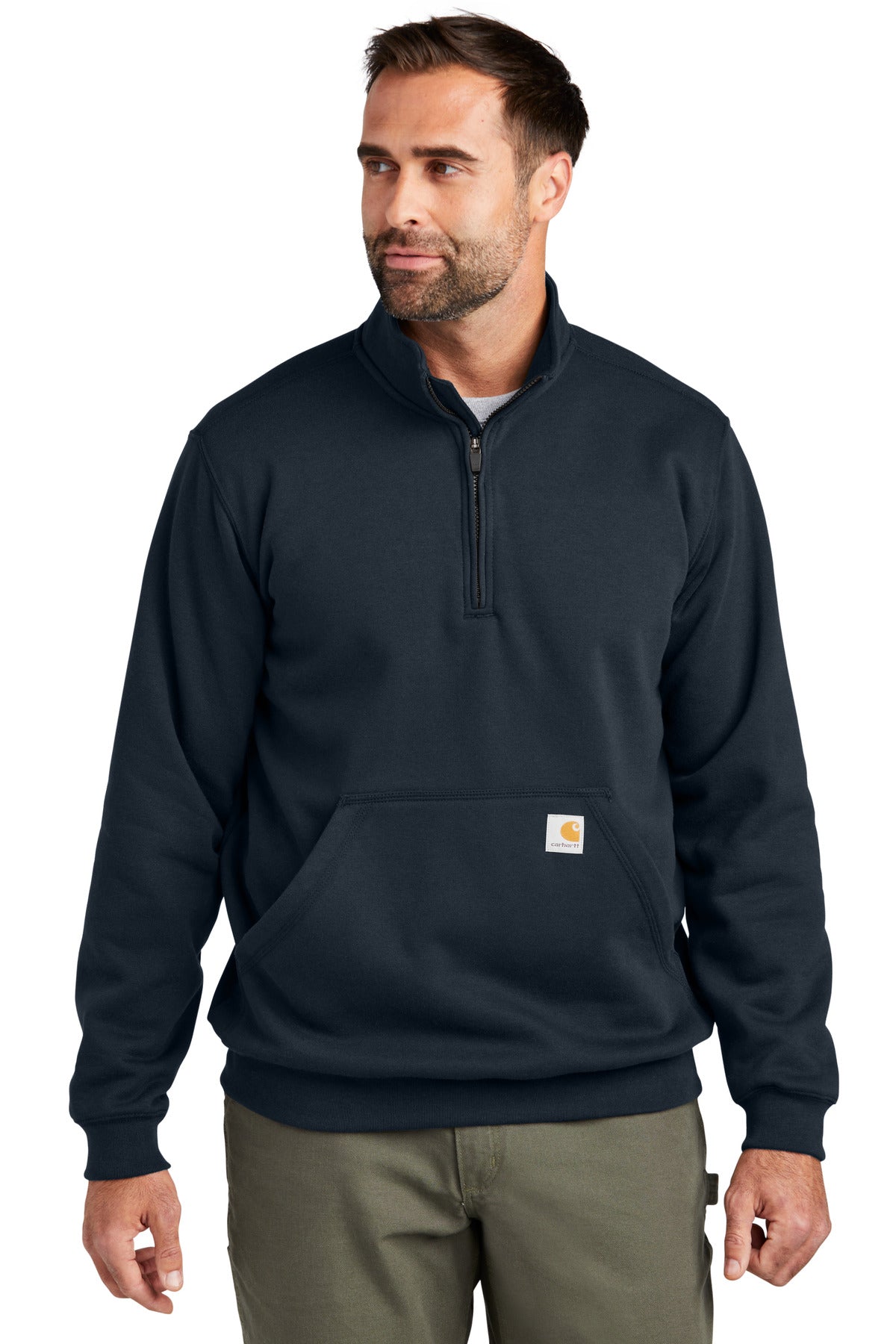Front View of NewNavy Carhartt Midweight 1/4-Zip Mock Neck Sweatshirt CT105294