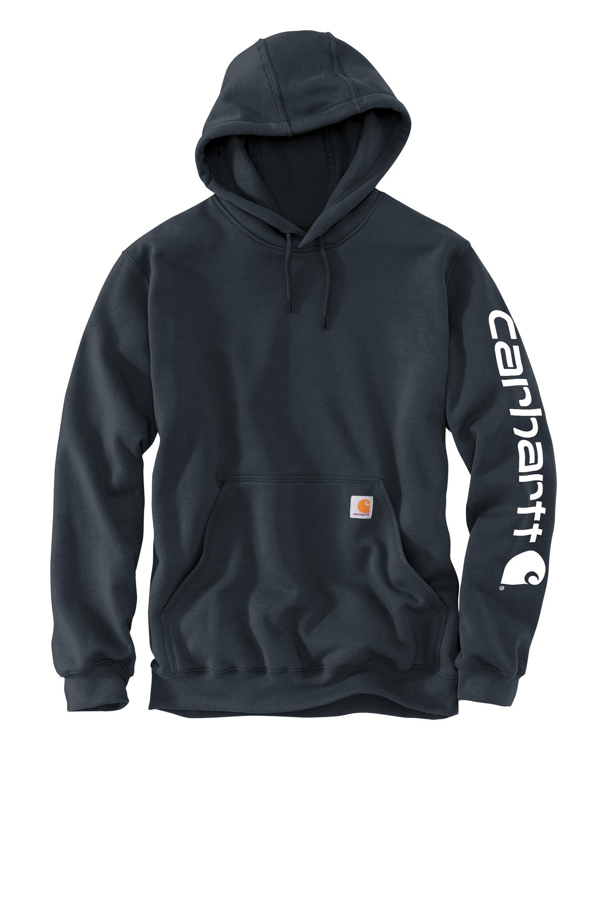 Front View of NewNavy Carhartt Midweight Hooded Logo Sweatshirt CTK288