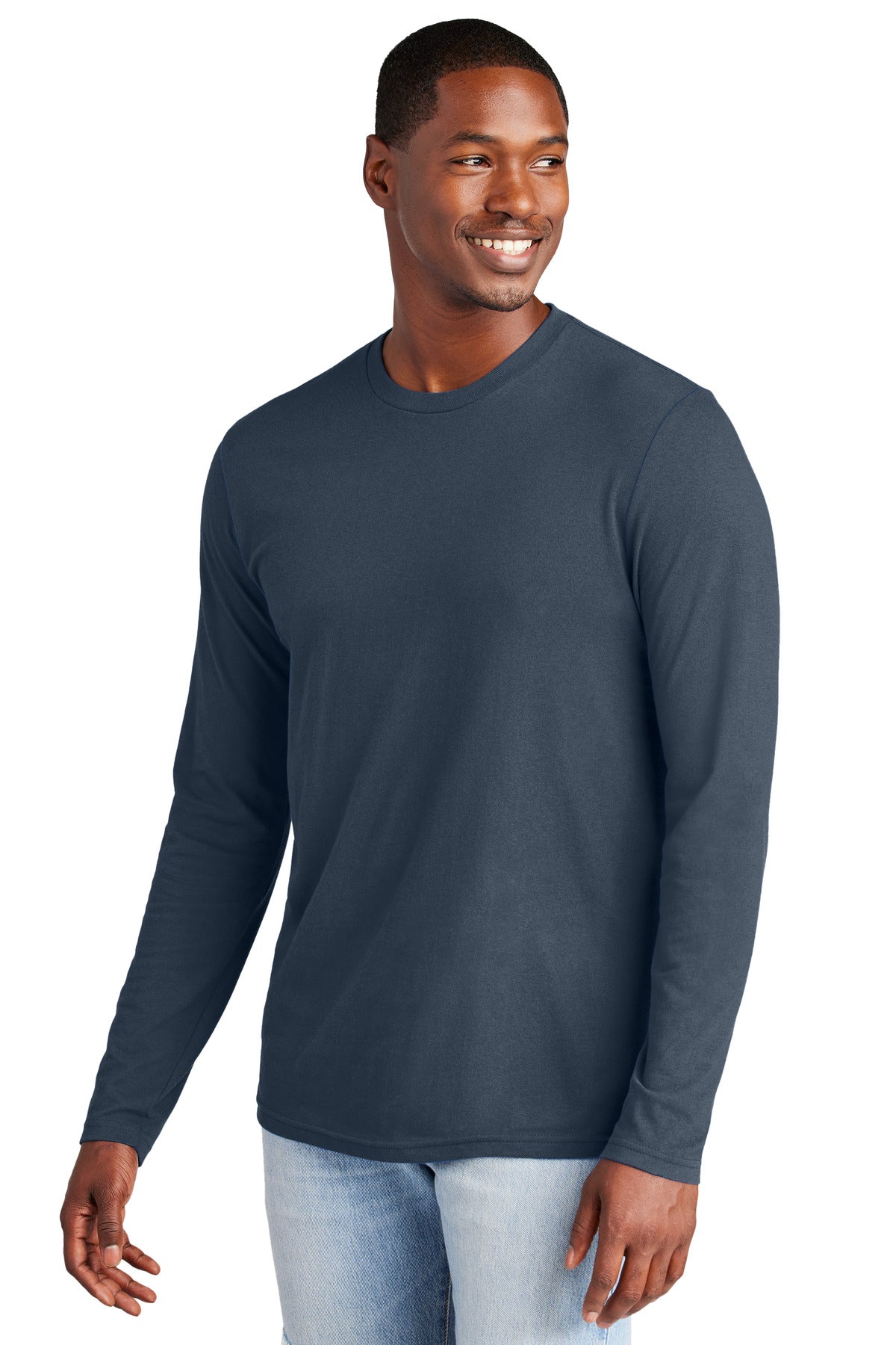 Front View of NewNavy District Very Important Tee Long Sleeve. DT6200