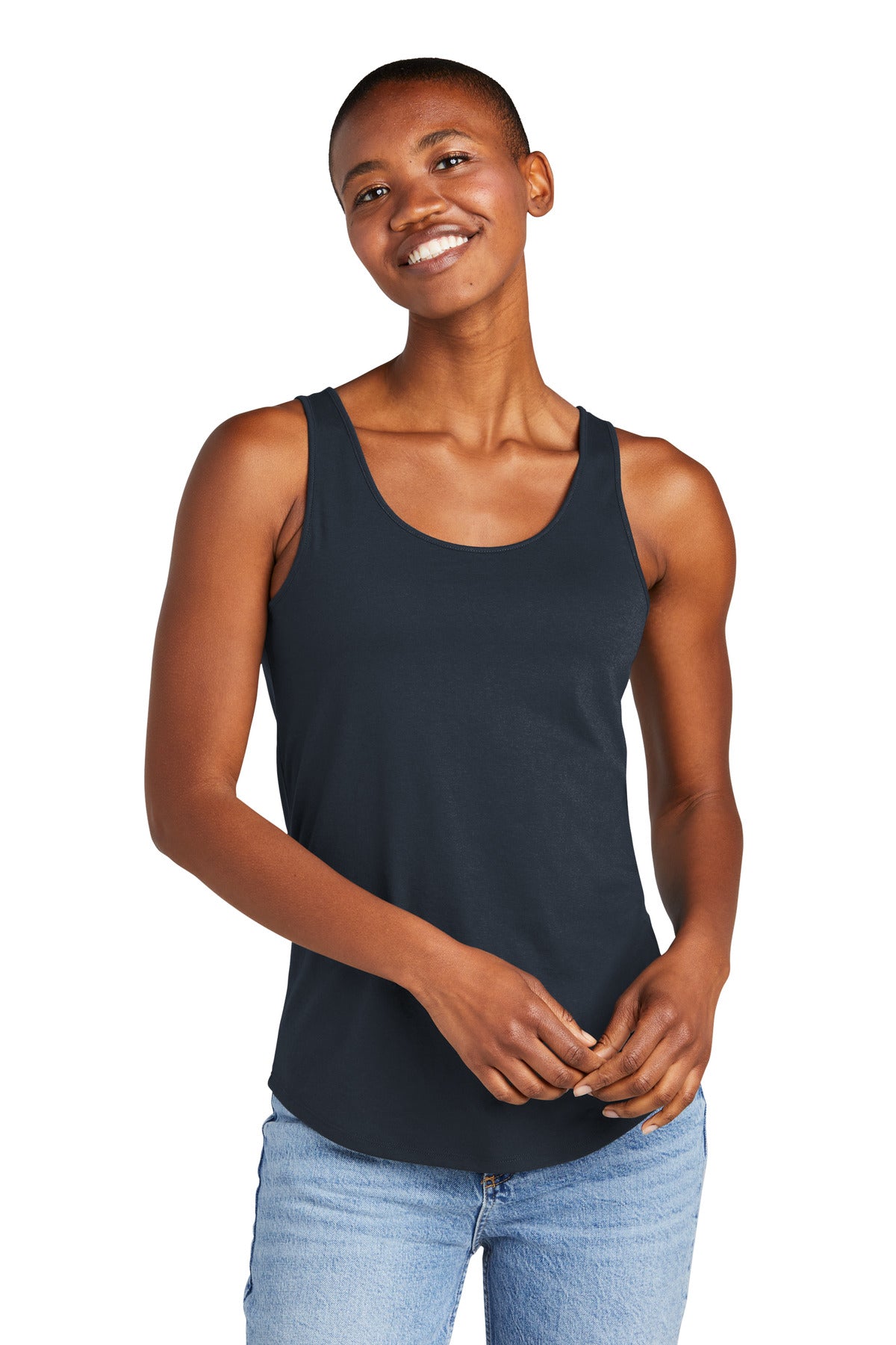 Front View of NewNavy District Women's Perfect Tri Relaxed Tank DT151