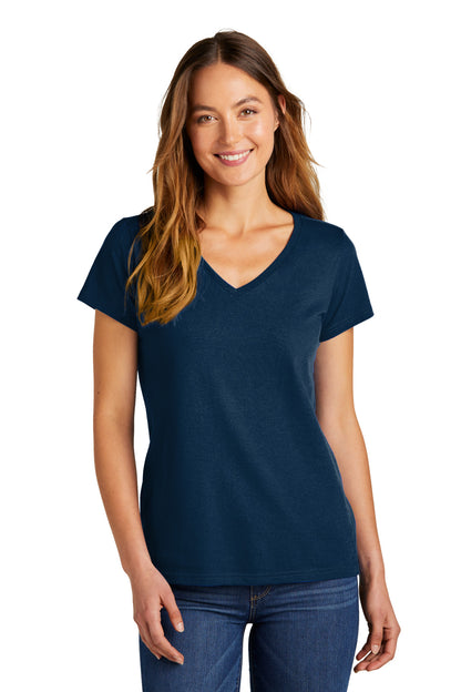 Front View of NewNavy District Women's The Concert Tee V-Neck DT5002
