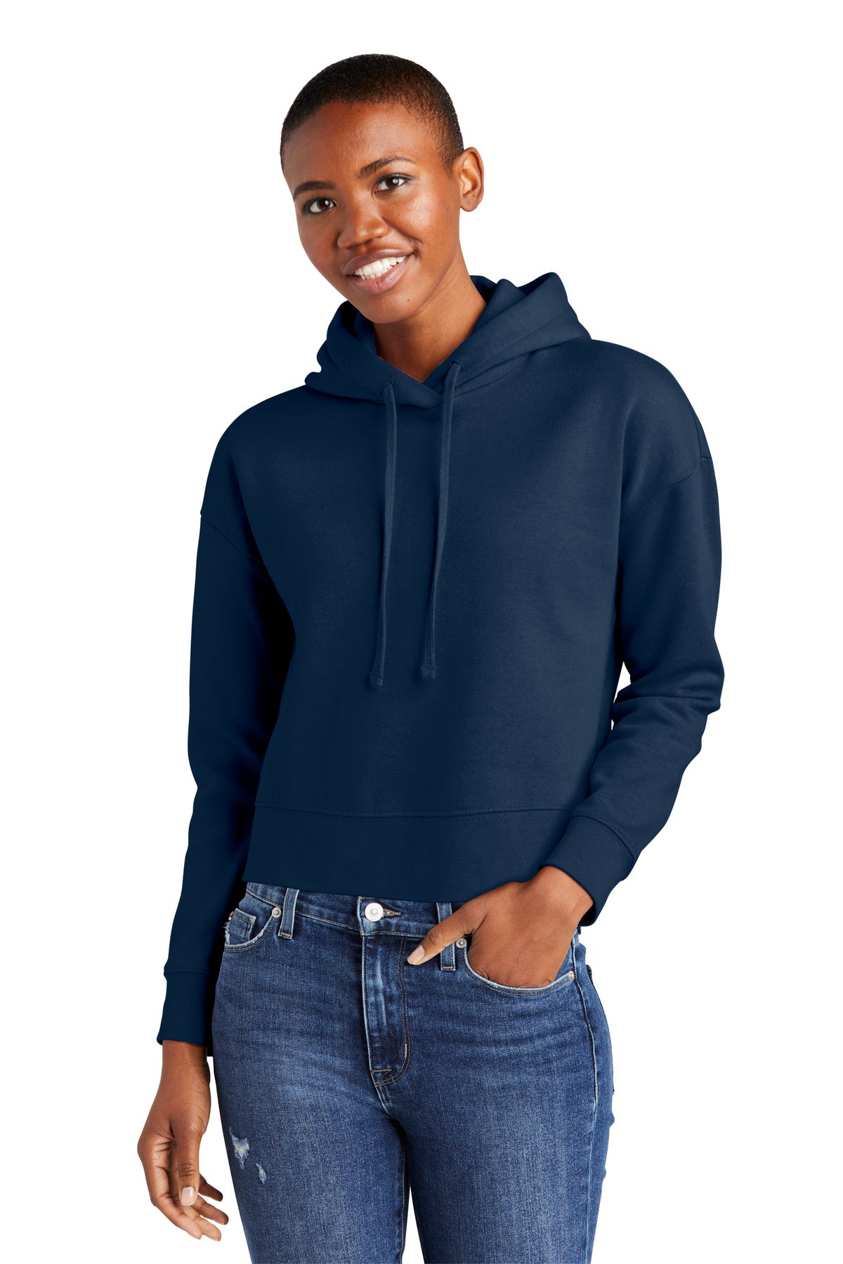 Front View of NewNavy District Women's V.I.T. Fleece Hoodie DT6101