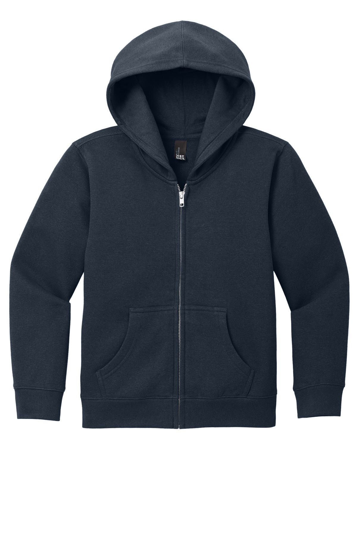 Front View of NewNavy District Youth V.I.T. Fleece Full-Zip Hoodie DT6102Y