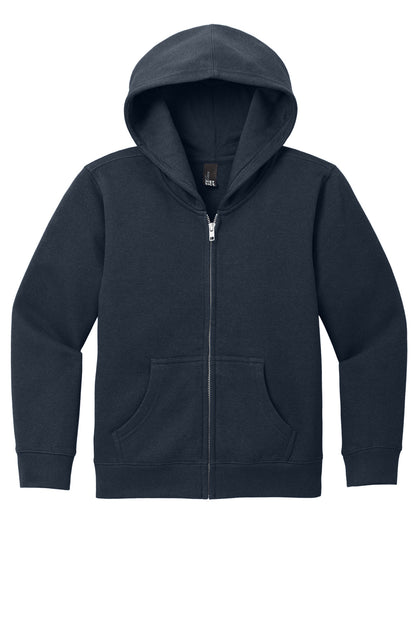 Front View of NewNavy District Youth V.I.T. Fleece Full-Zip Hoodie DT6102Y