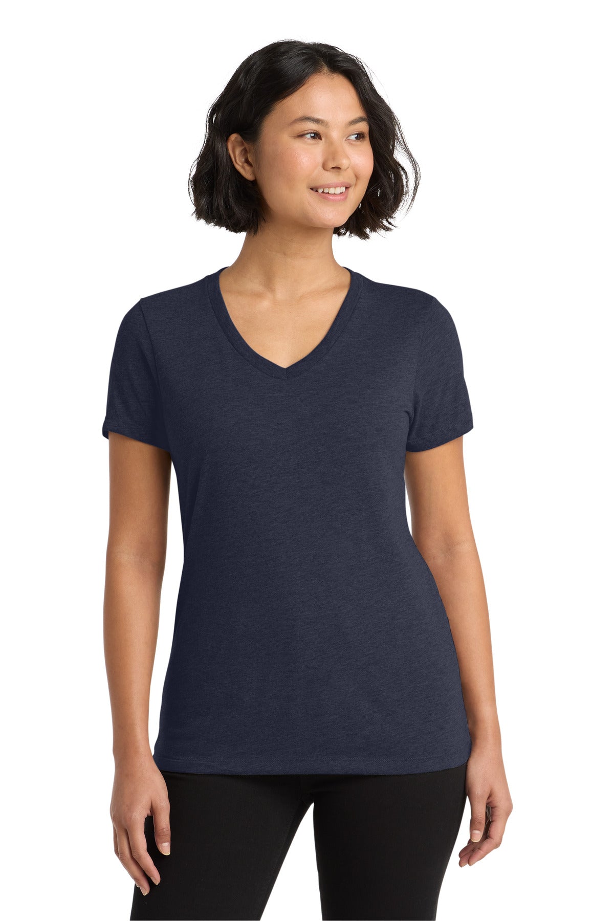 Front View of NghtSkyNvy Allmade Women's Tri-Blend V-Neck Tee AL2018