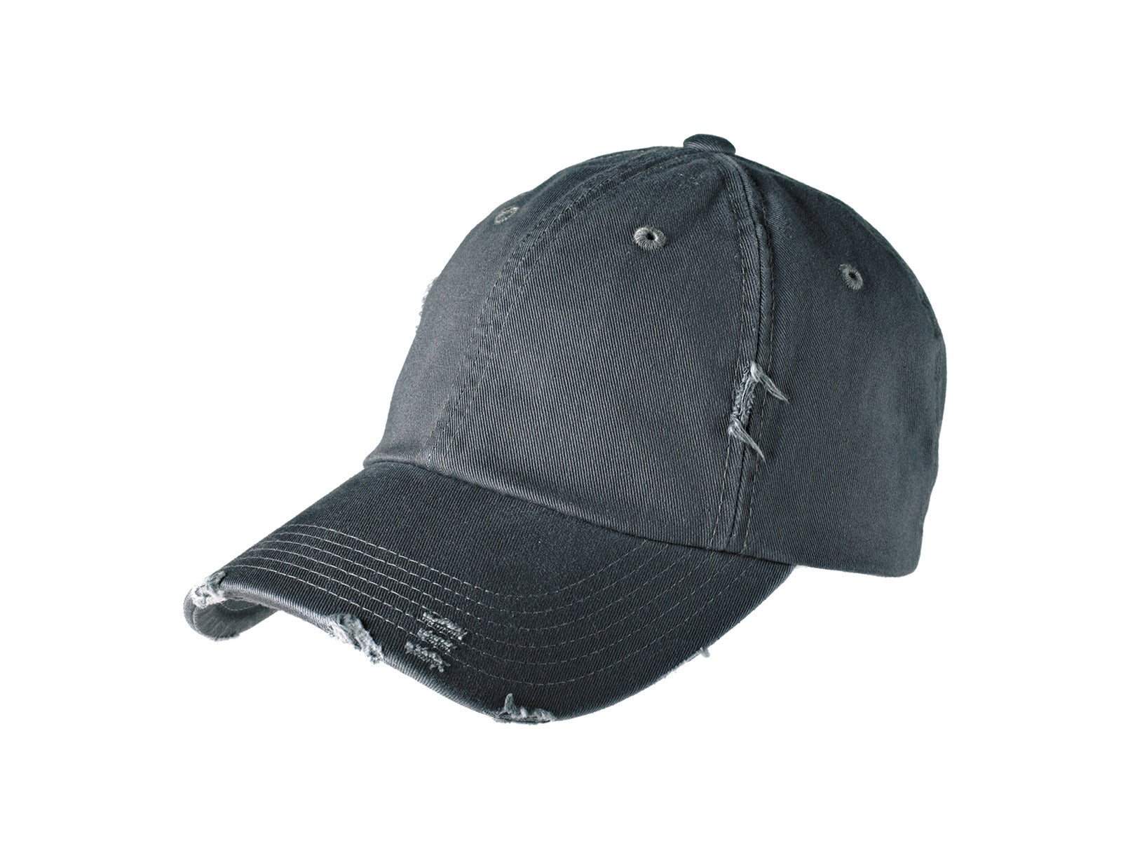 Front View of Nickel District Distressed Cap. DT600