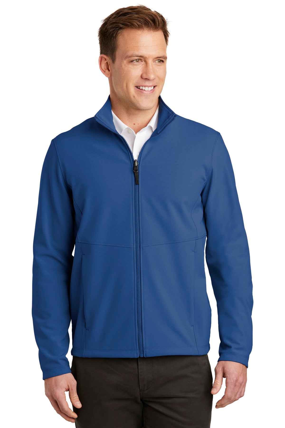 Front View of Night Sky Blue Port Authority Collective Soft Shell Jacket. J901