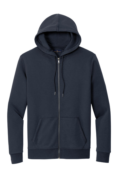 Front View of NightNavy Brooks Brothers Double-Knit Full-Zip Hoodie BB18208