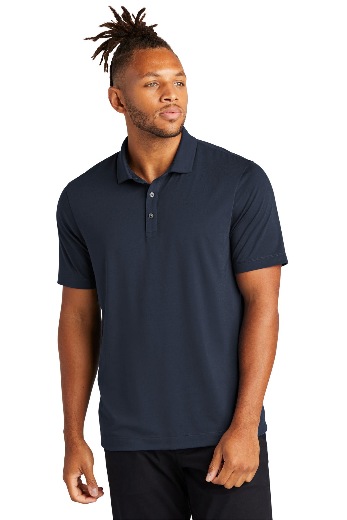 Front View of NightNavy Mercer+Mettle Stretch Jersey Polo MM1014