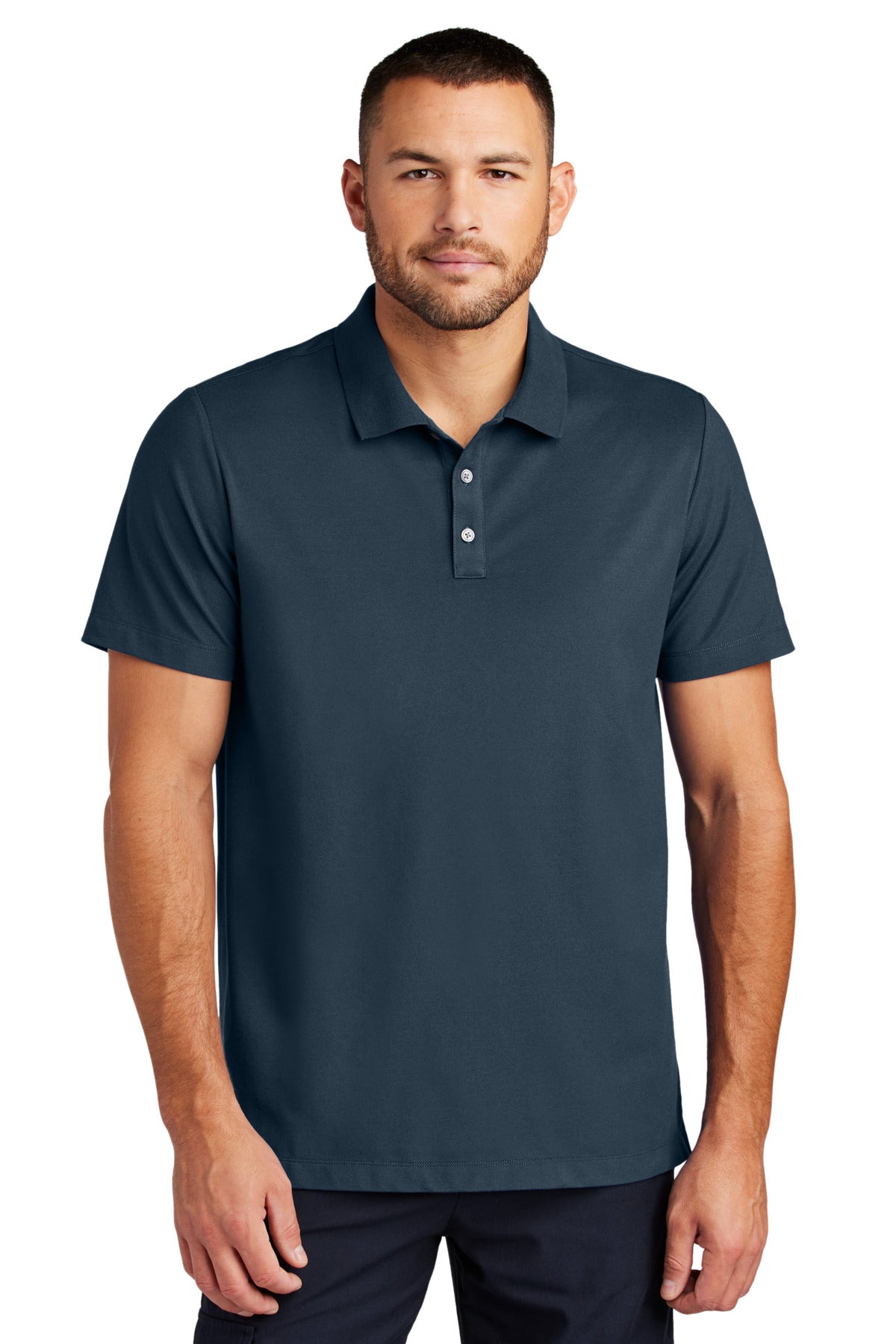 Front View of NightNavy Mercer+Mettle Stretch Pique Polo MM1004