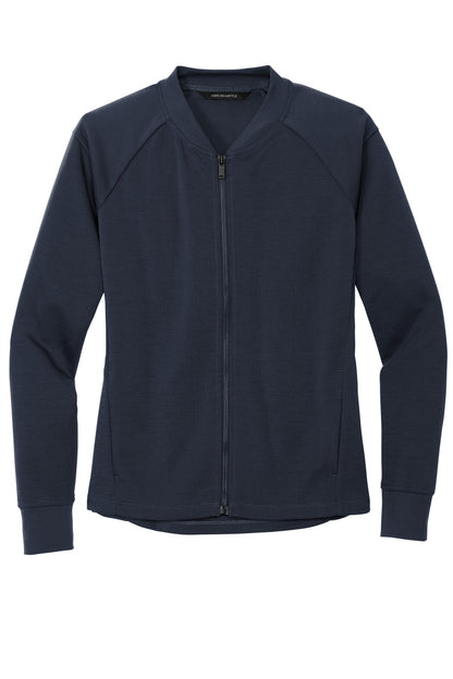 Front View of NightNavy Mercer+Mettle Women's Double-Knit Bomber MM3001
