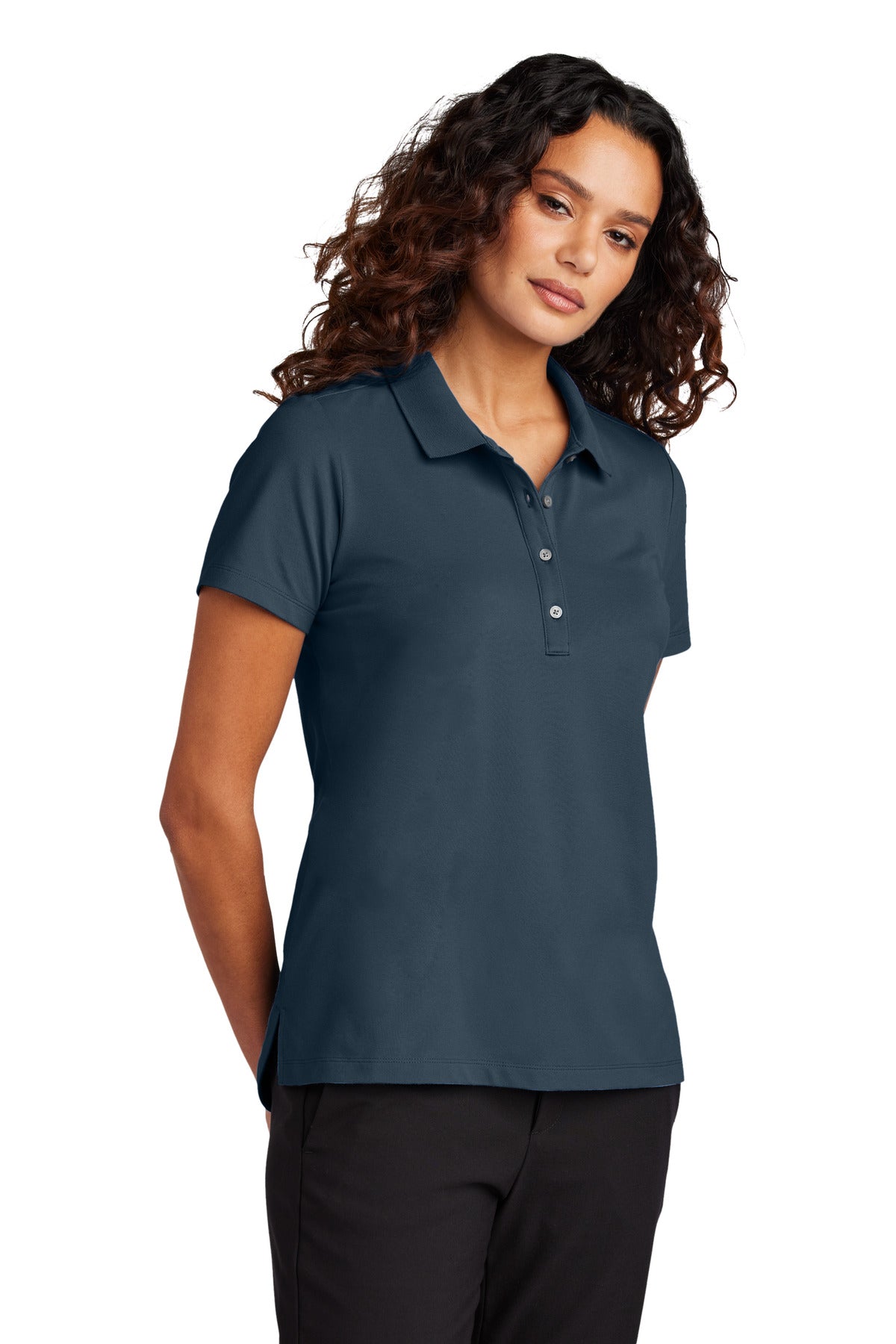 Front View of NightNavy Mercer+Mettle Women's Stretch Pique Polo MM1005