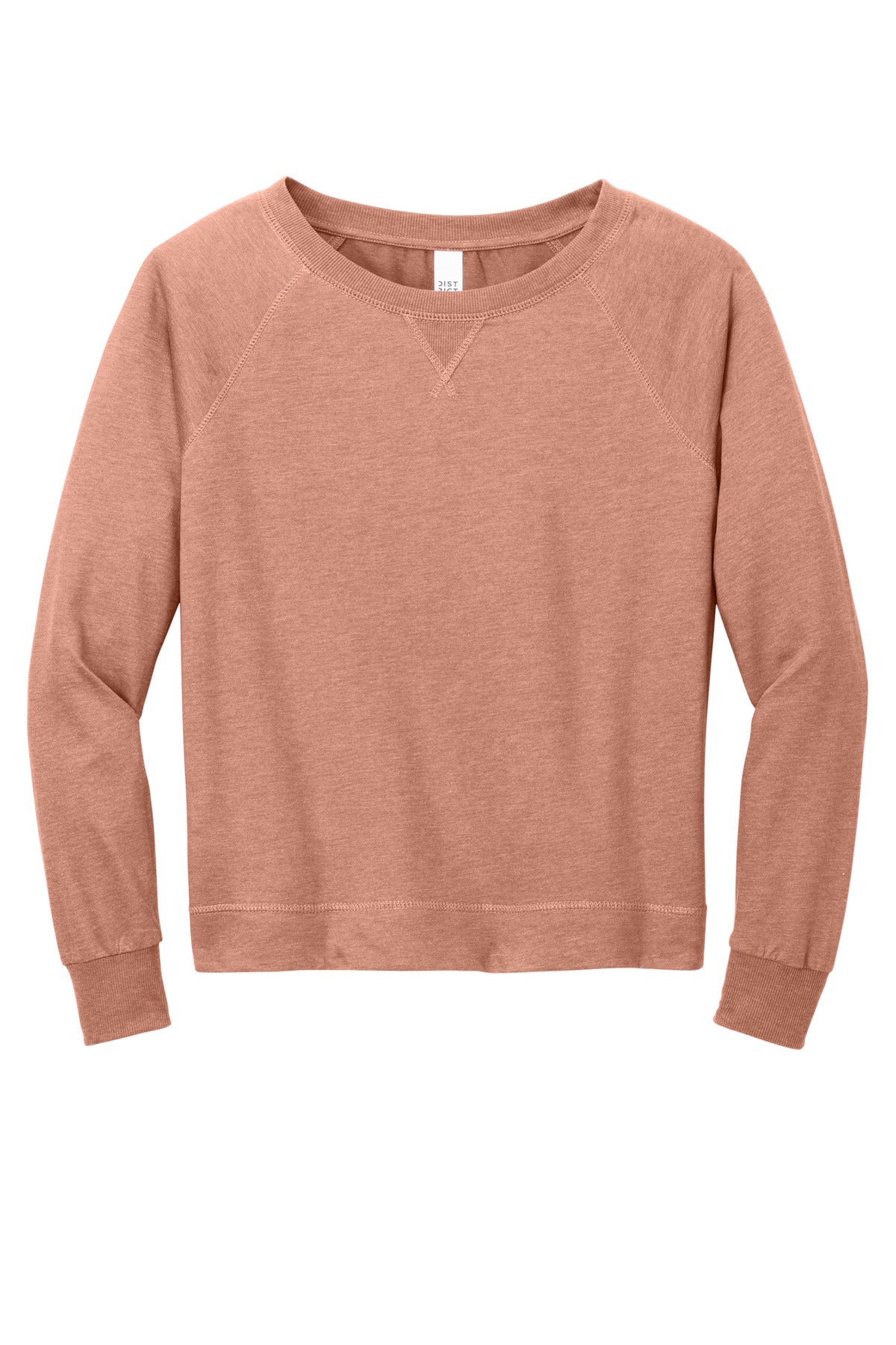 Front View of NstlgaRseH District Women's Featherweight French Terry Long Sleeve Crewneck DT672