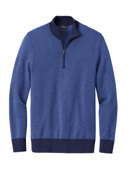 Front View of Nv/CompssB Brooks Brothers Washable Merino Birdseye 1/4-Zip Sweater BB18412