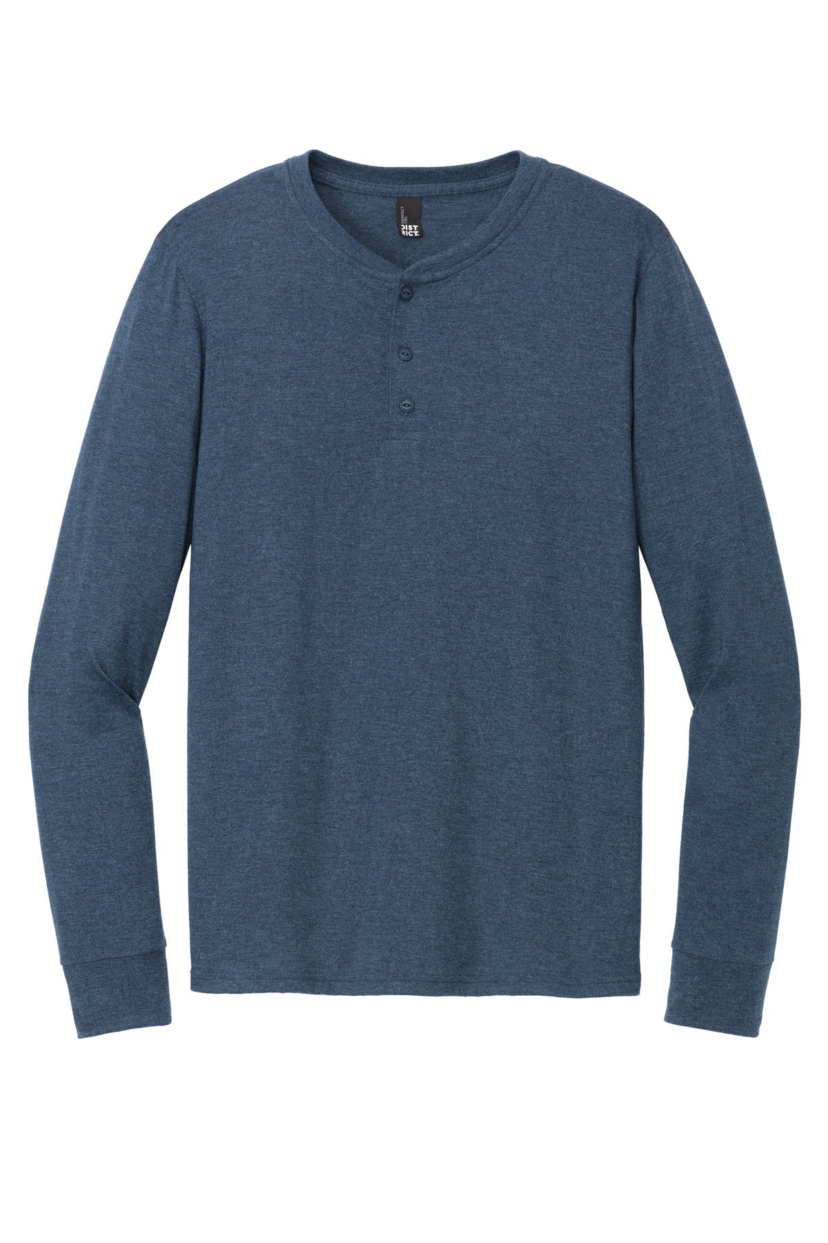 Front View of NvyFrost District Perfect Tri Long Sleeve Henley DT145