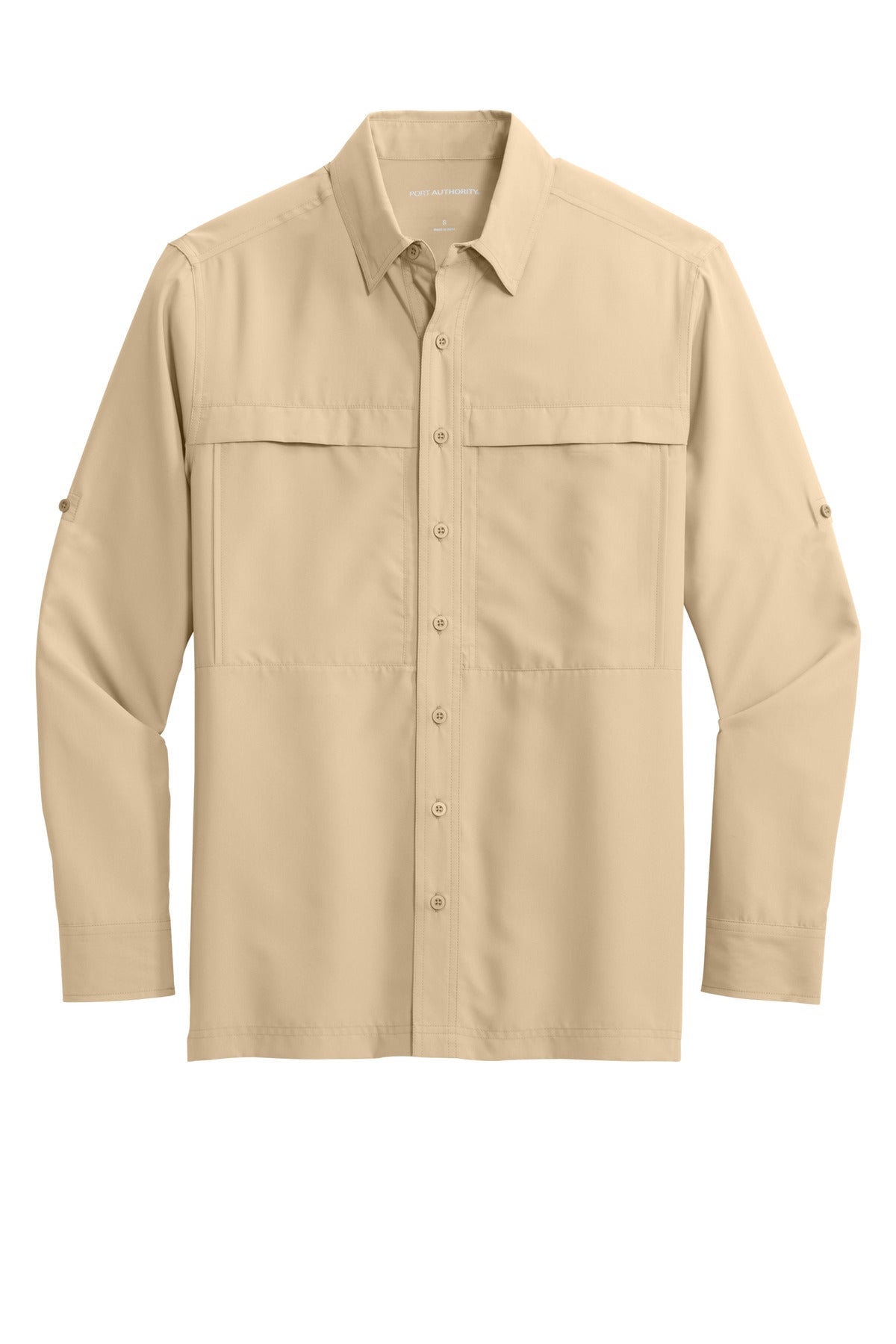 Front View of Oat Port Authority Long Sleeve UV Daybreak Shirt W960