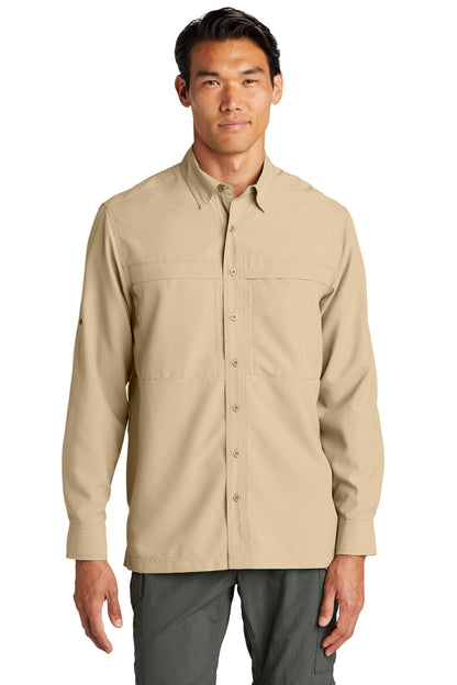 Front View of Oat Port Authority Long Sleeve UV Daybreak Shirt W960