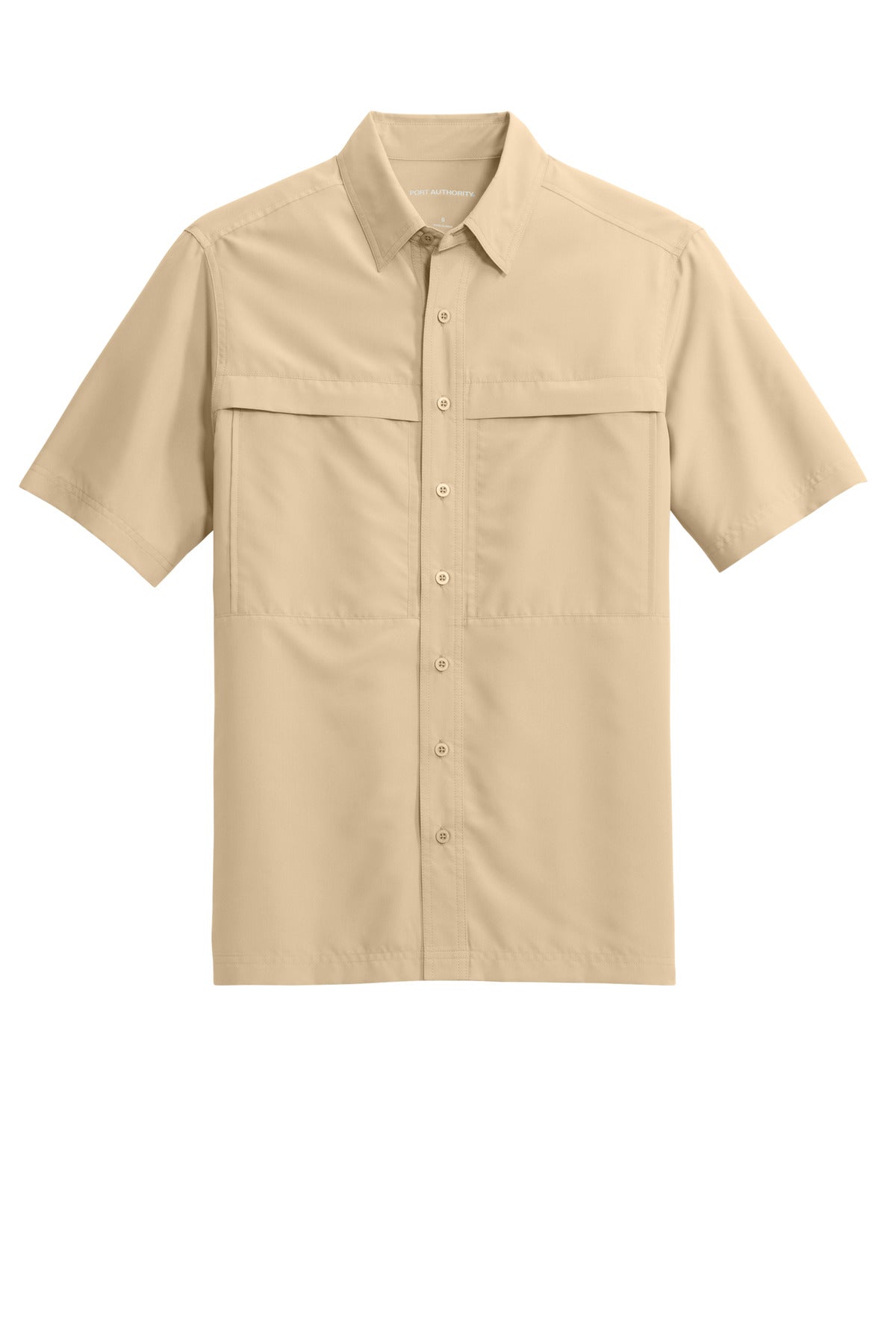 Front View of Oat Port Authority Short Sleeve UV Daybreak Shirt W961