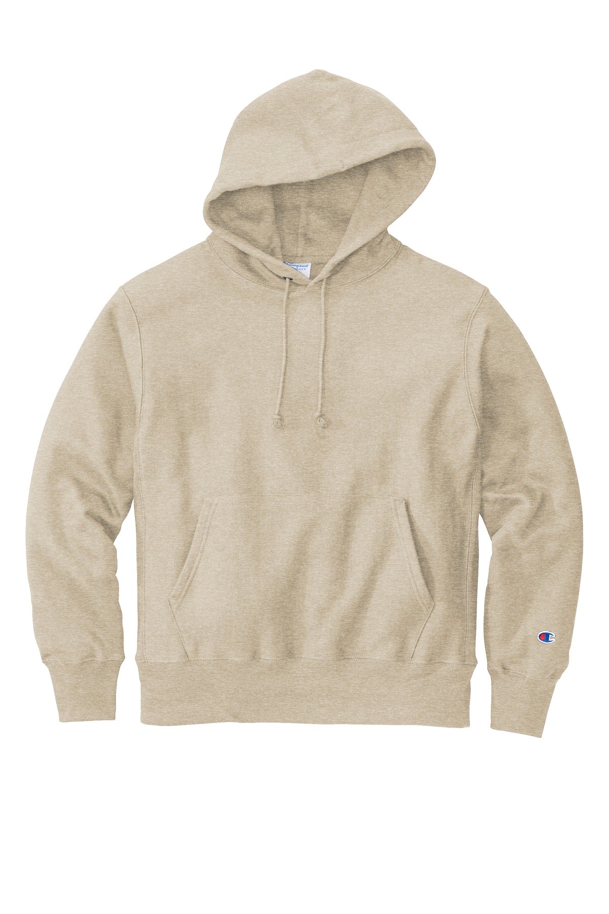 Front View of OatHthr Champion Reverse Weave Hooded Sweatshirt S101